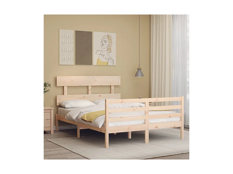 Lit-140x200 cm avec tête de lit bois massif EGGB36311