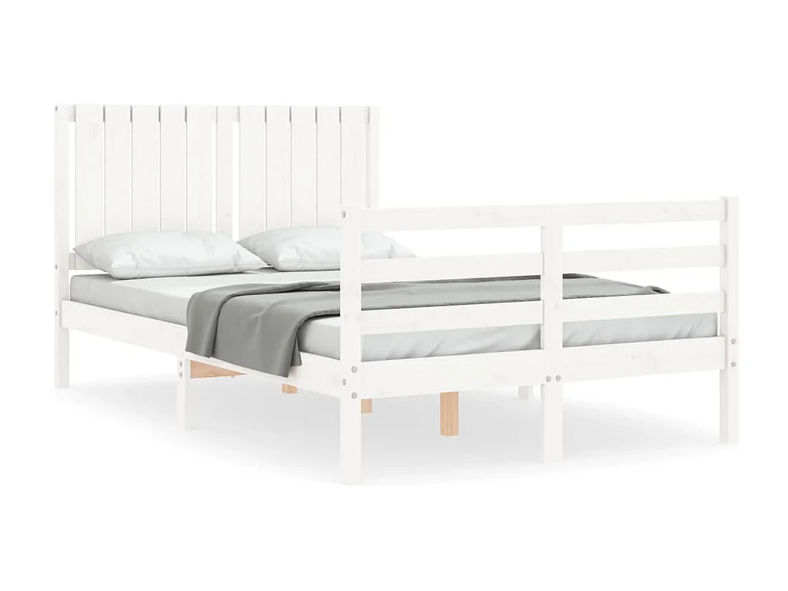 Lit-120x190 cm avec tête de lit blanc petit double bois massif EGGB49358