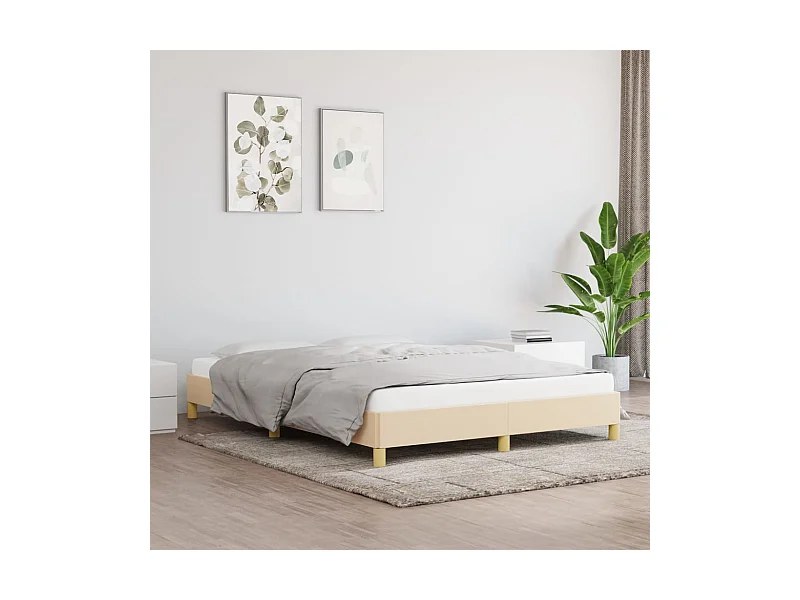 Cama 160x200 cm de tela color crema ES32242