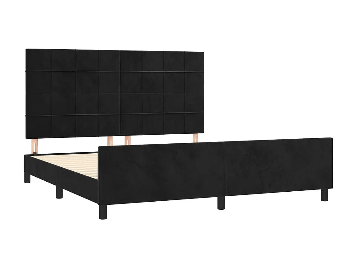 Cama c/ cabeceira 160x200 cm veludo preto PT103476