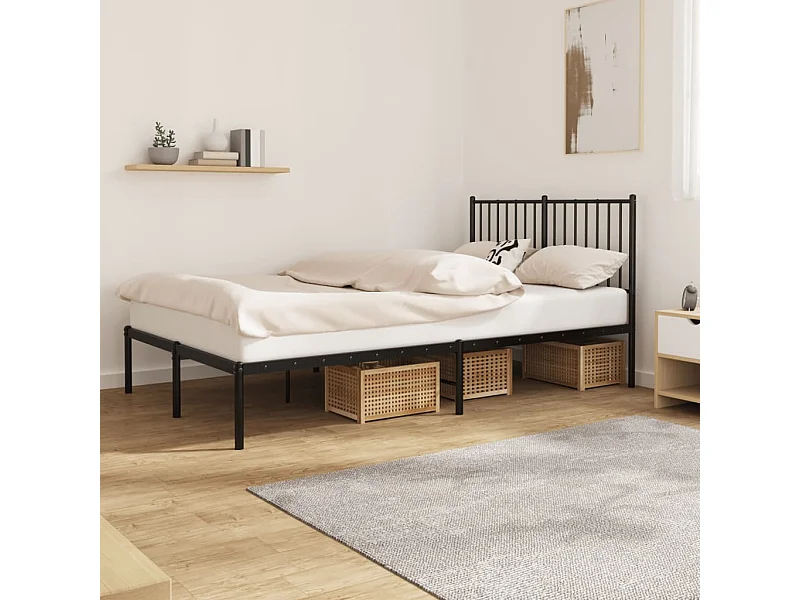 Cama 120x190 cm con cabecero metal negro ES29976