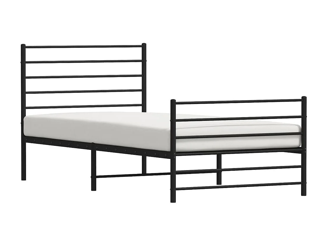 Cama com cabeceira e pés 75x190 cm metal preto PT118782