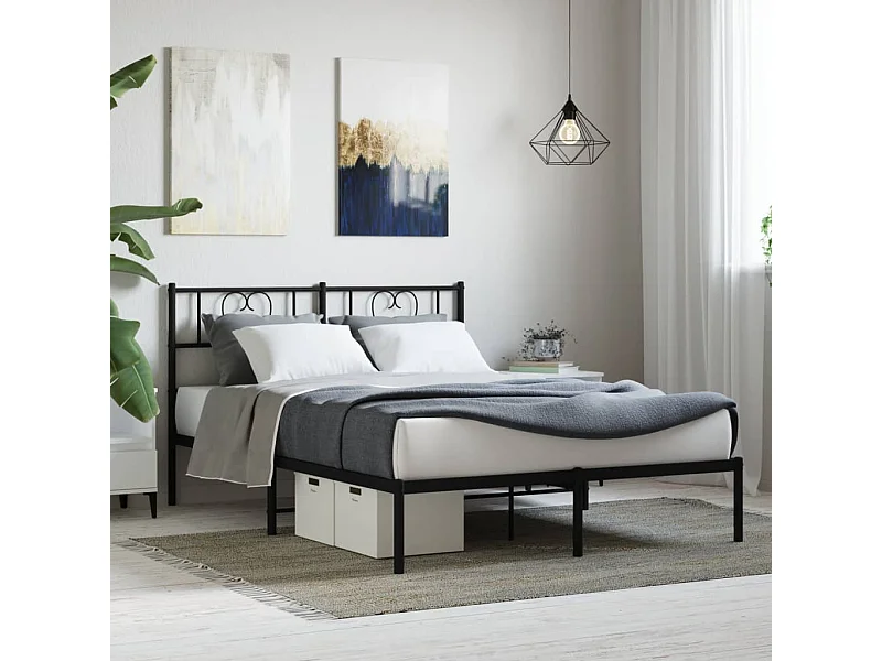 Cama 120x190 cm con cabecero metal negro ES72289
