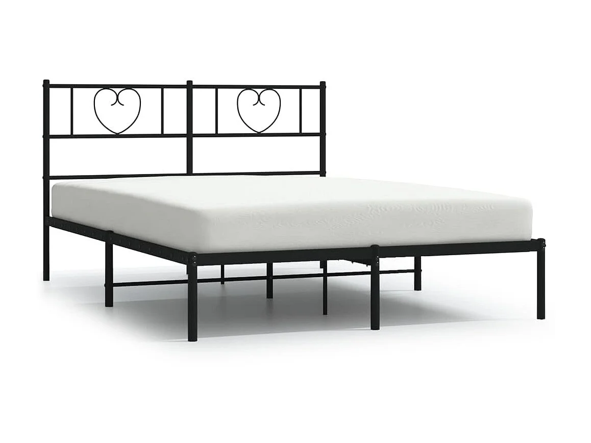 Lit-120x190 cm métal avec tête de lit noir EGGB34050