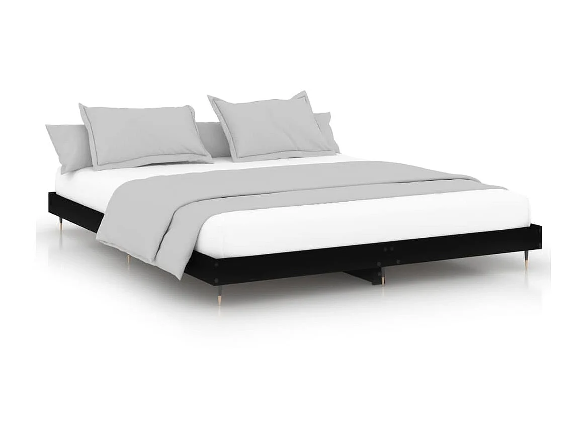 Lit-120x200 cm noir bois d'ingénierie EGGB66547