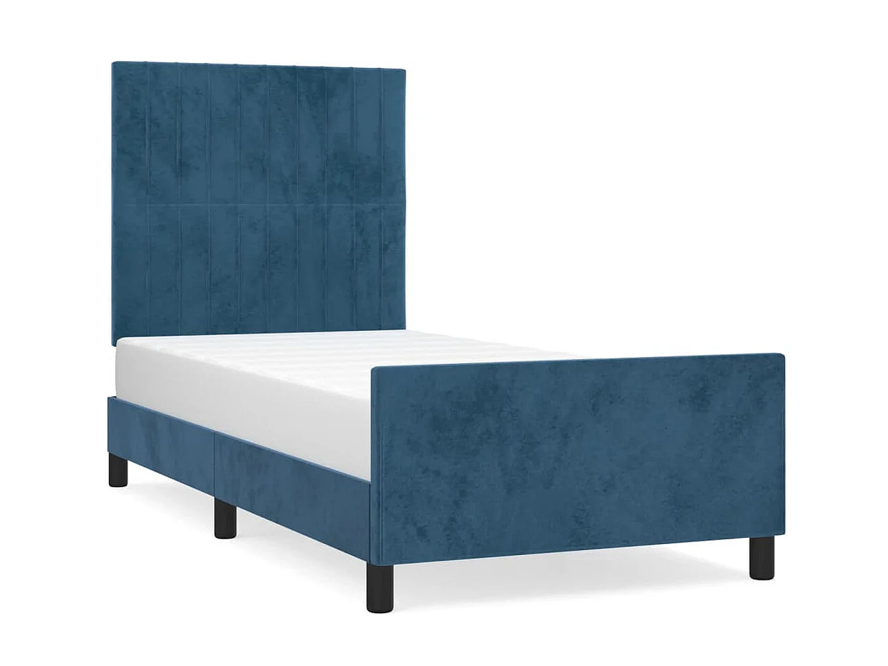 Cama c/ cabeceira 90x200 cm veludo azul-escuro PT659254