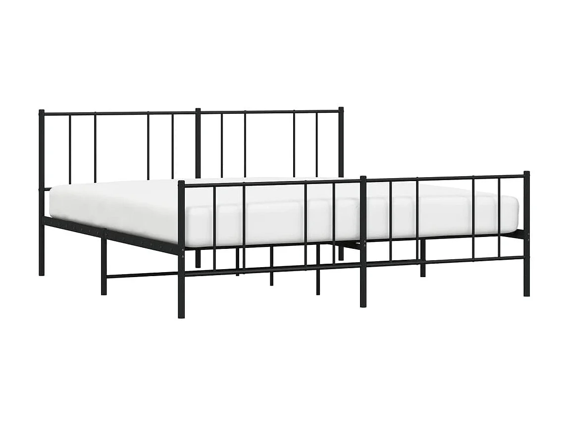 Lit-200x200 cm métal avec tête de lit/pied de lit noir EGGB49620