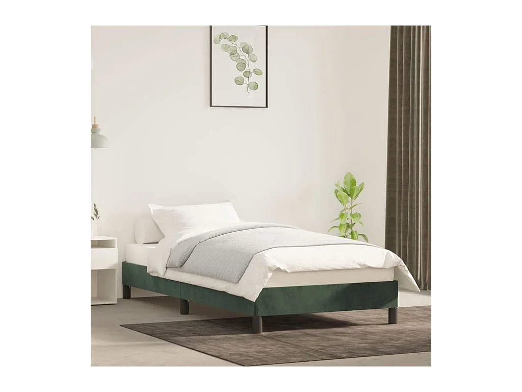 Lit-100x200 cm Vert foncé Velours EGGB51974