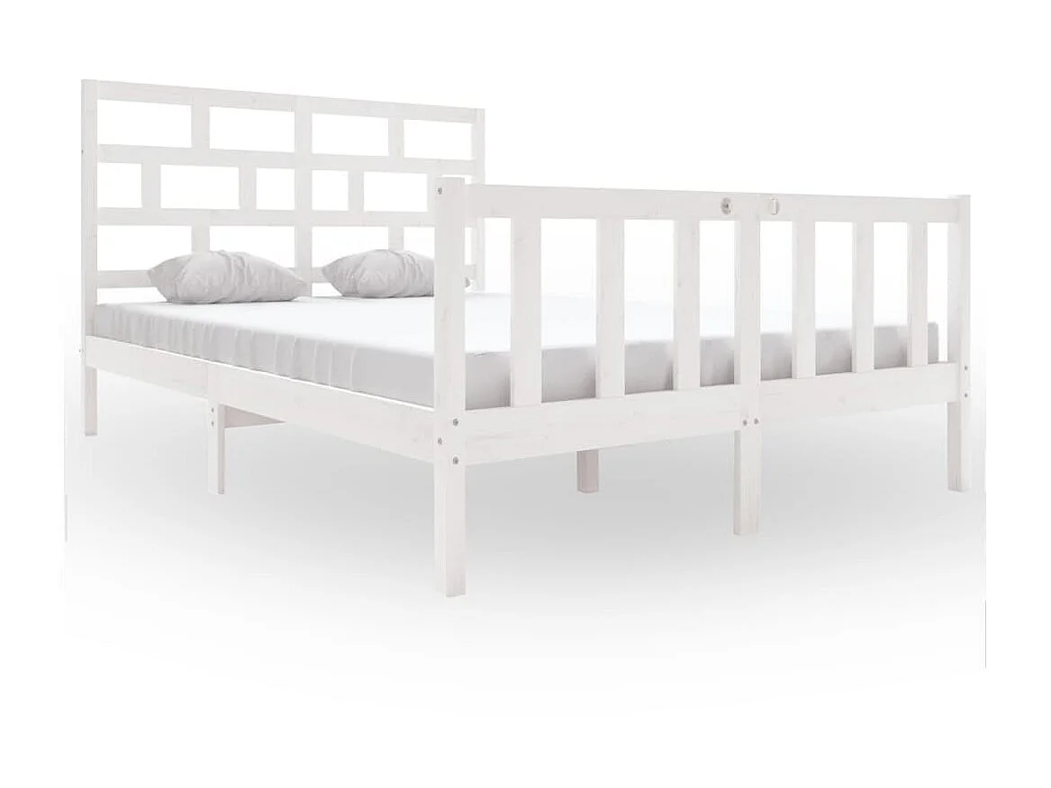 Cama king 150x200 cm pinho maciço branco PT923146
