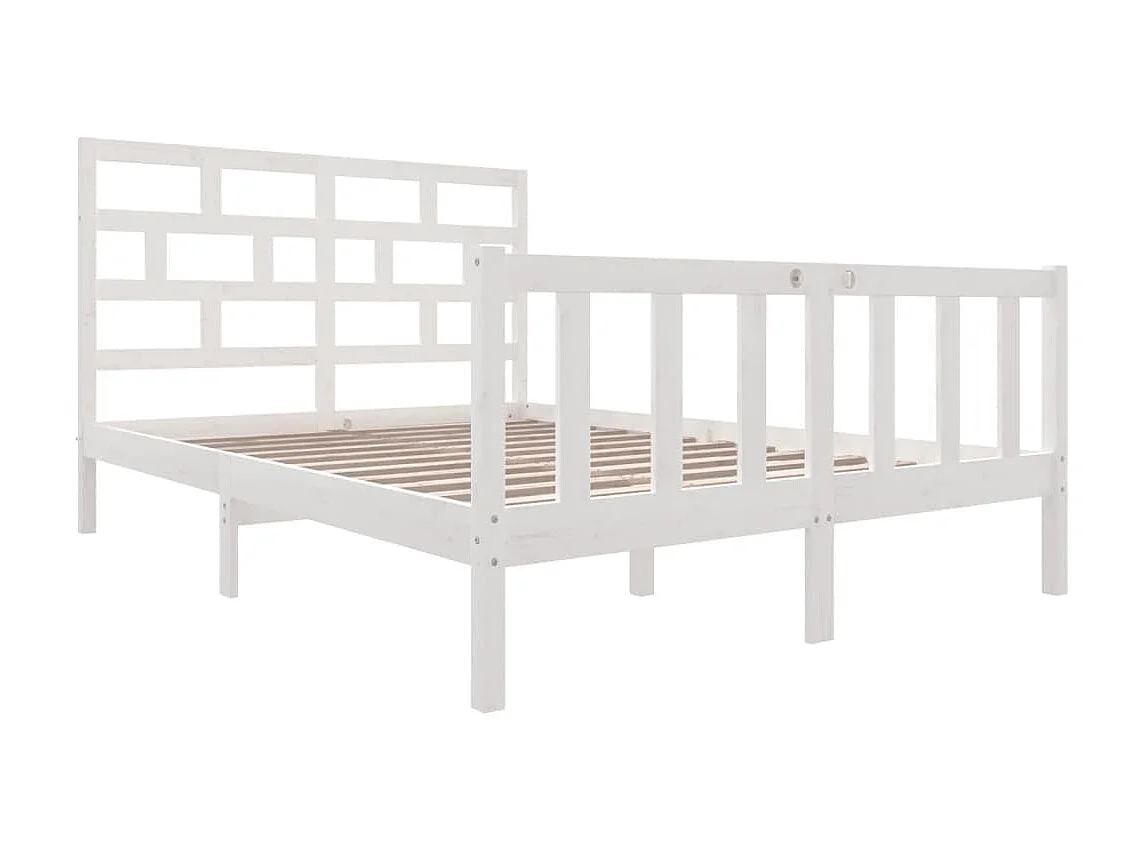 Cama king 150x200 cm pinho maciço branco PT923146
