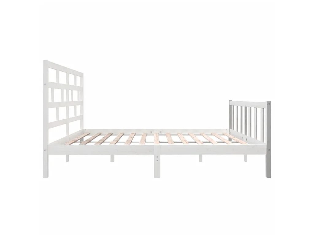 Cama king 150x200 cm pinho maciço branco PT923146