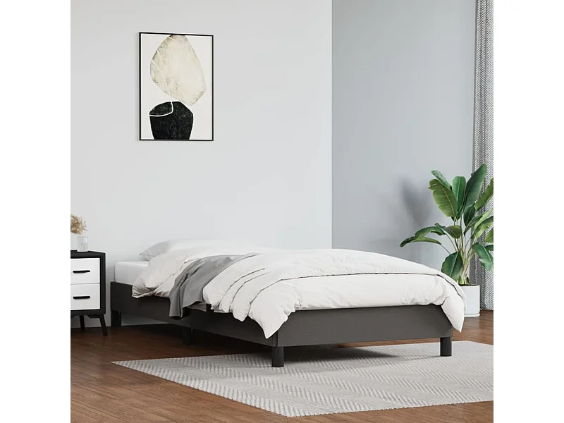 Cama 90x200 cm couro artificial cinzento PT122266