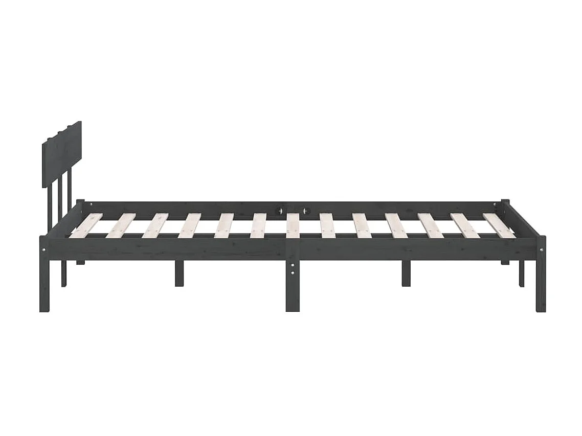 Lit-150x200 cm Gris Bois de pin massif UK King EGGB62505