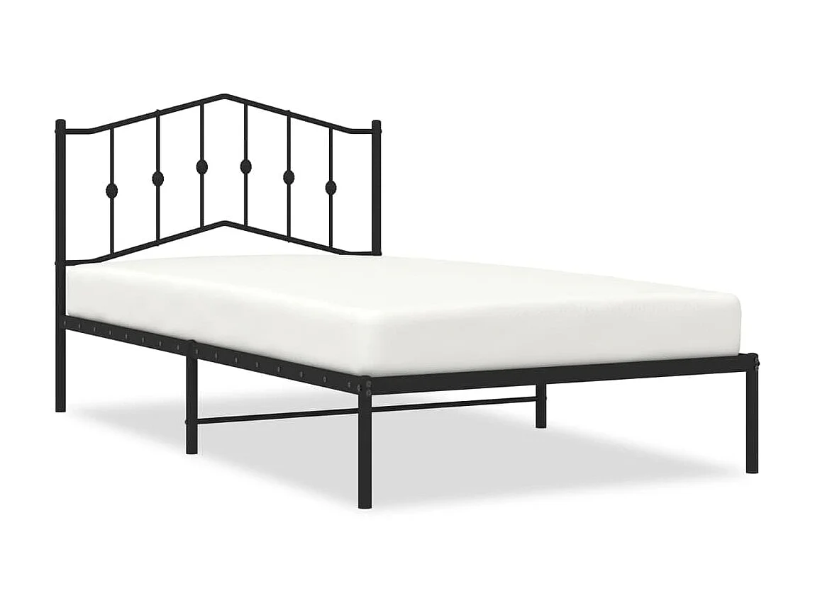 Lit-107x203 cm métal avec tête de lit noir EGGB29215