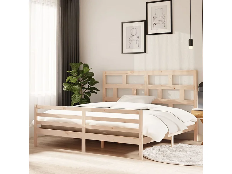 Lit-200x200 cm Bois de pin massif EGGB21431