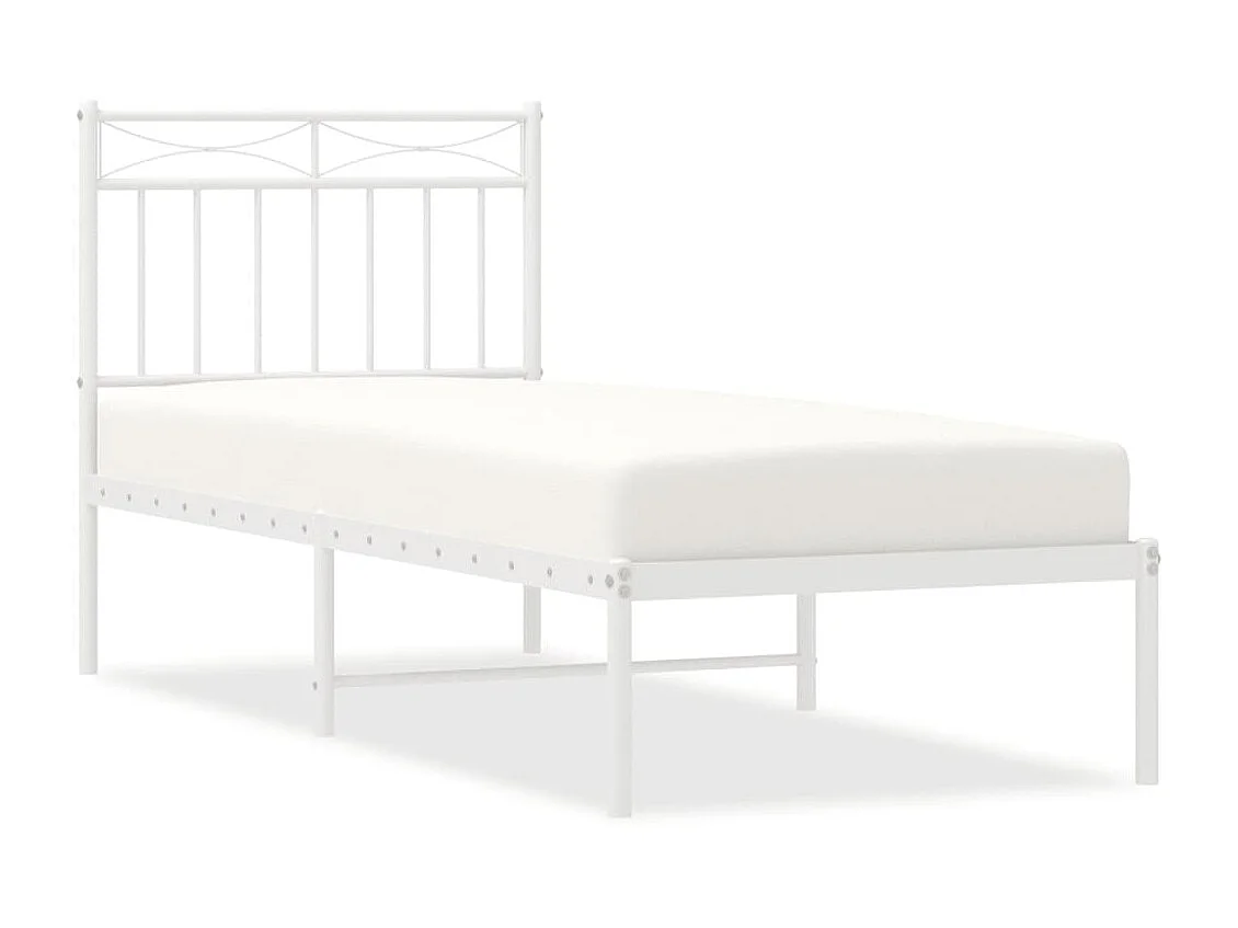Bedframe met hoofdbord metaal wit 75 x 190 cm NL86175