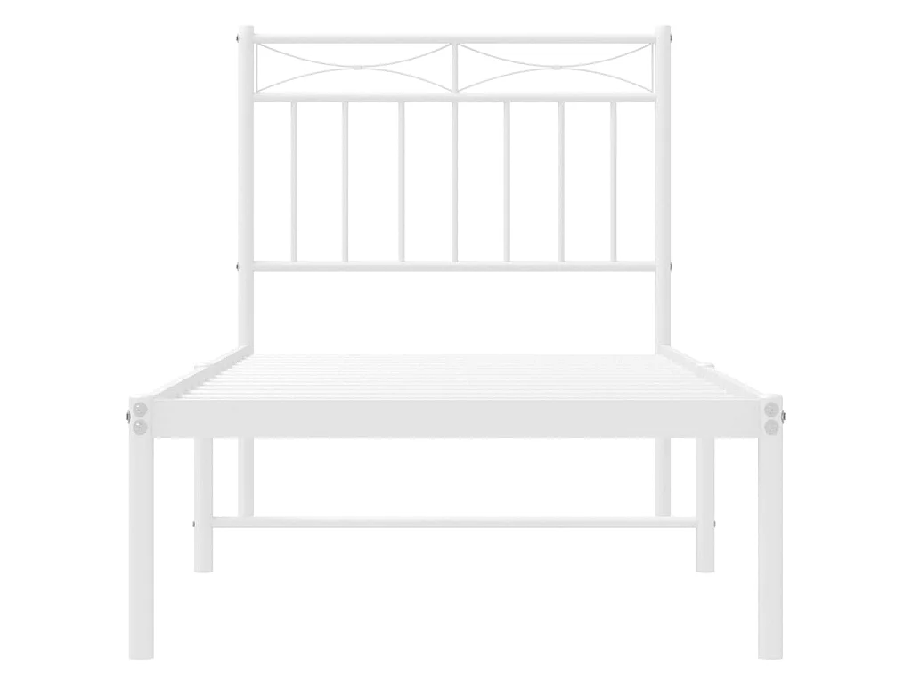 Bedframe met hoofdbord metaal wit 75 x 190 cm NL86175