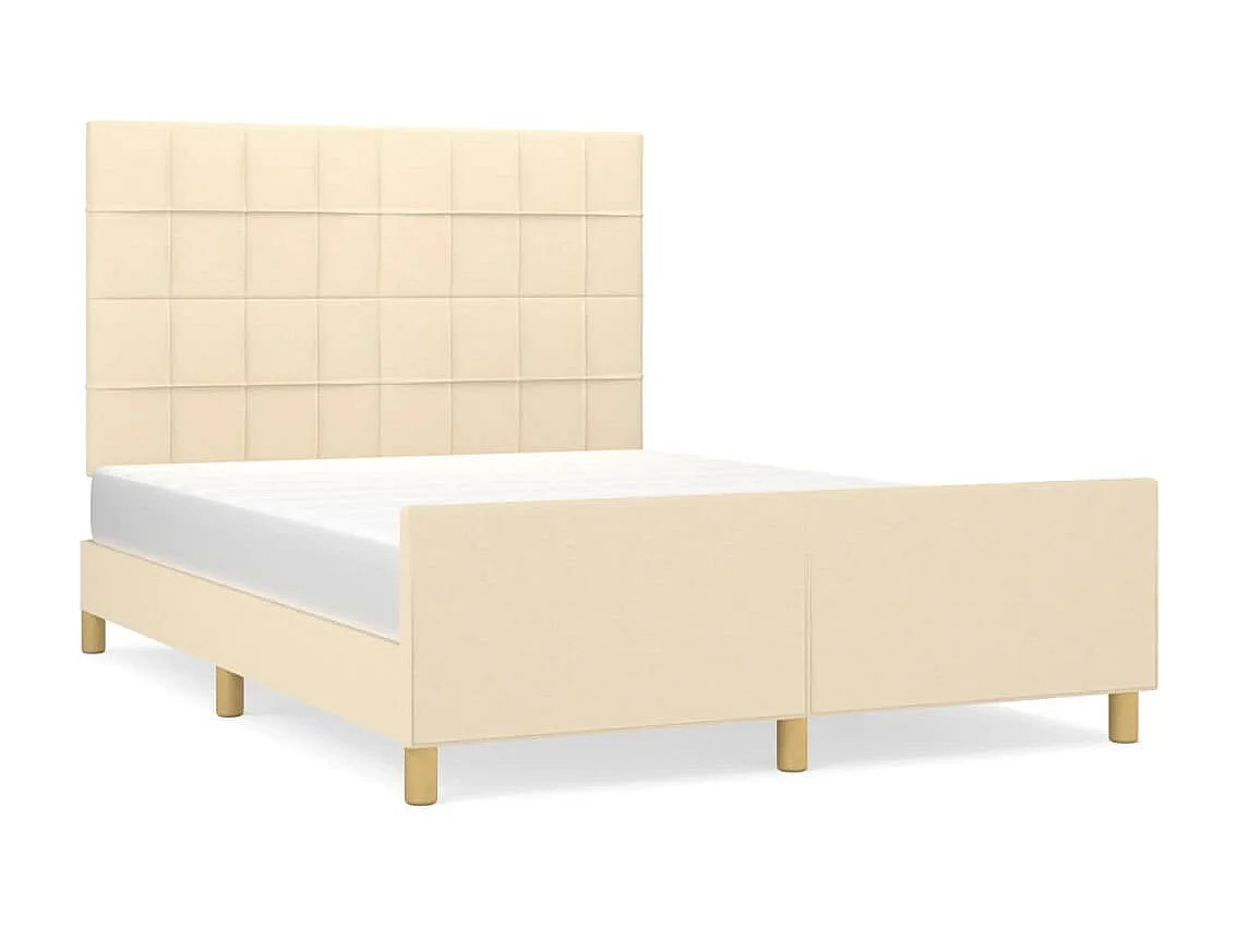 Bedframe met hoofdeinde stof crèmekleurig 140x190 cm NL62342
