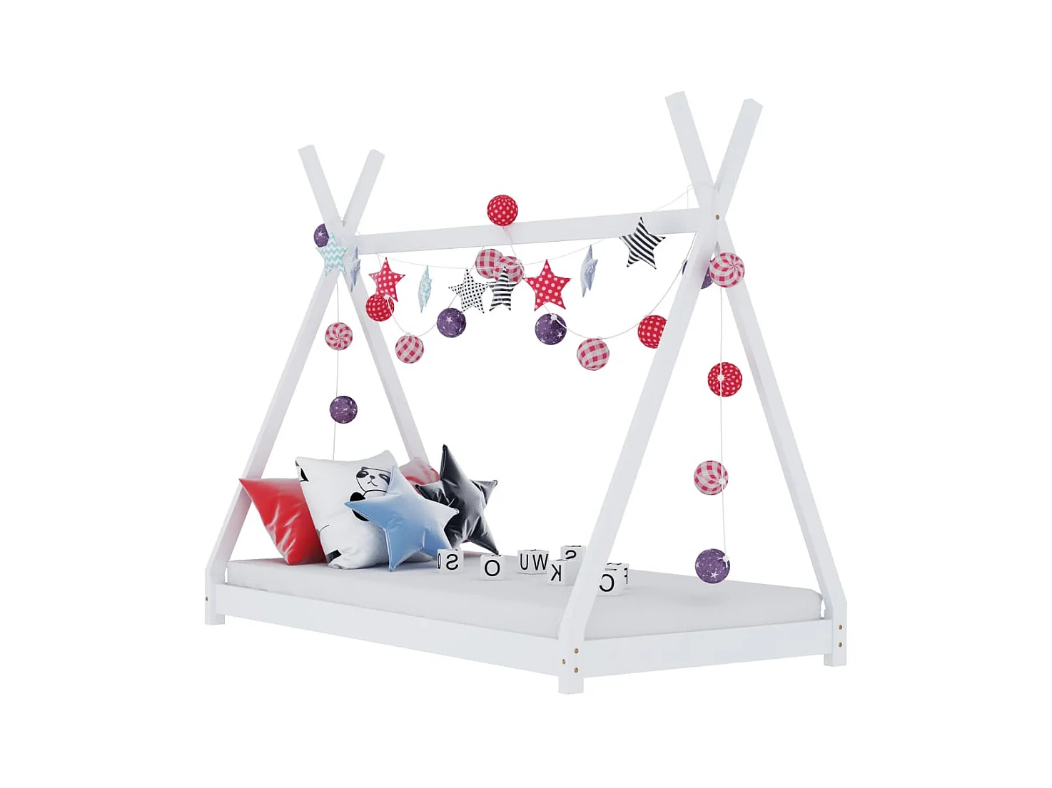 Lit-80x160 cm d'enfant Blanc Bois de pin massif EGGB89824