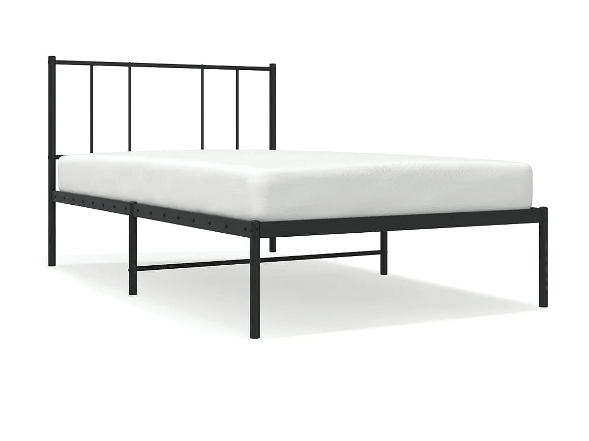 Lit-75x190 cm métal avec tête de lit noir EGGB52169