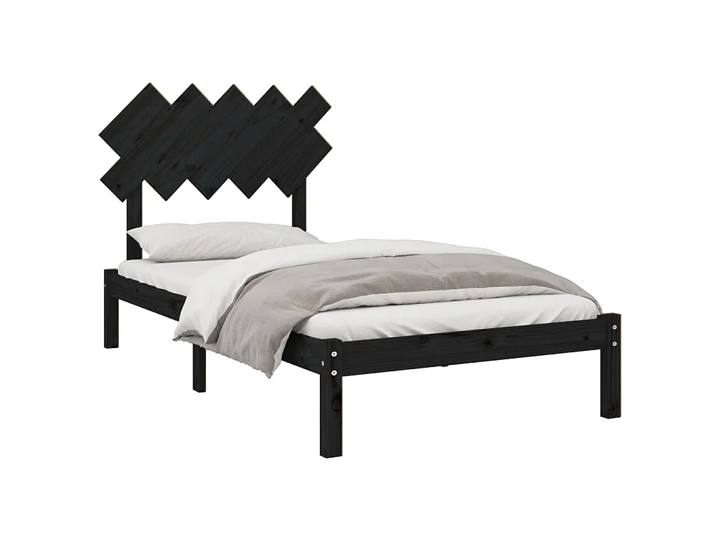 Cama 100x200 cm de madera maciza negro ES18212