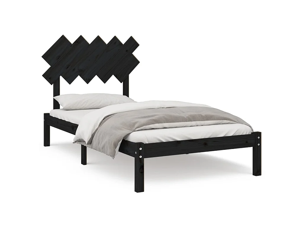 Lit-100x200 cm Noir Bois massif EGGB46330