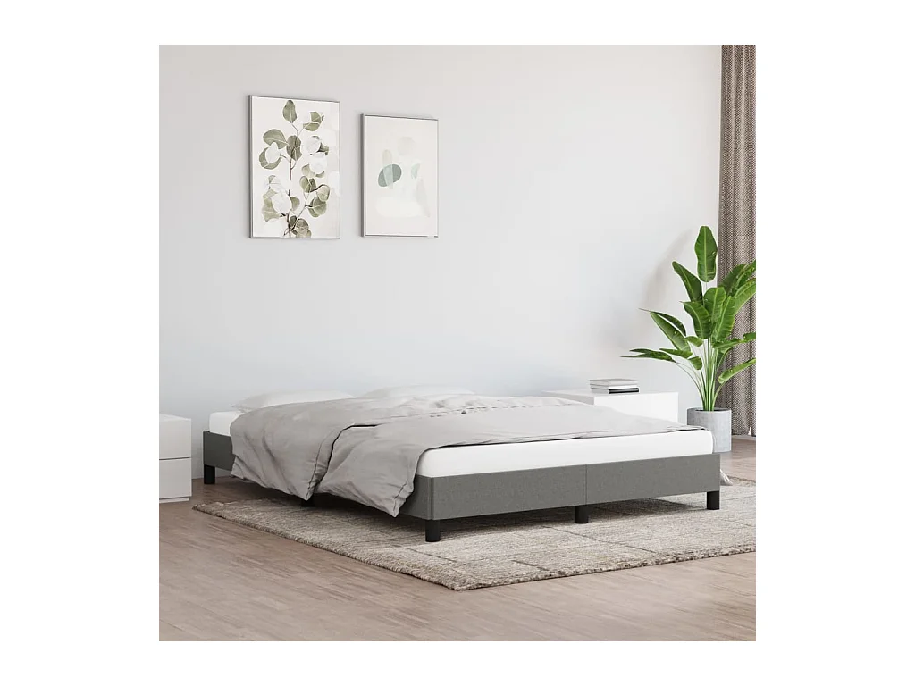 Lit-140x190 cm Gris foncé Tissu EGGB59340