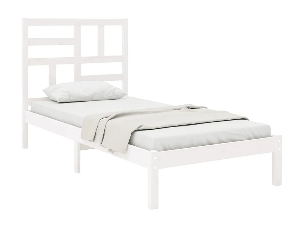 Bedframe massief hout wit 75x190 cm NL37825