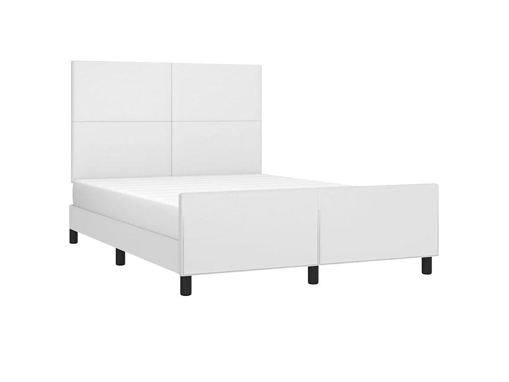 Lit-140x200 cm avec tête de lit Blanc Similicuir EGGB78170