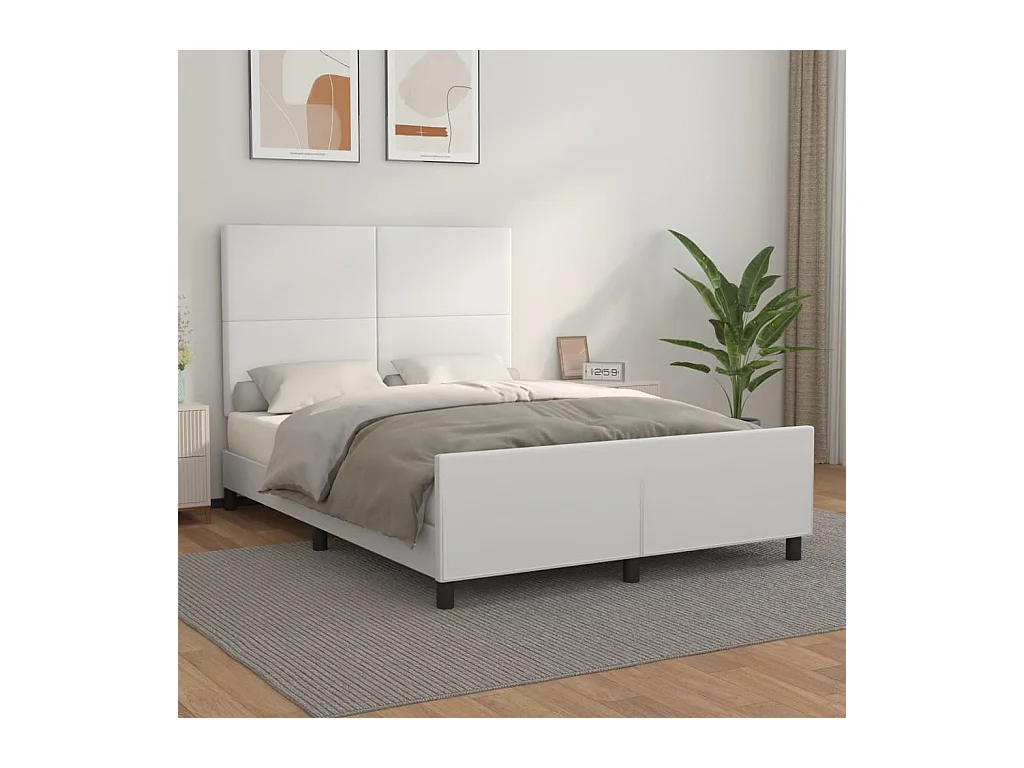 Lit-140x200 cm avec tête de lit Blanc Similicuir EGGB78170