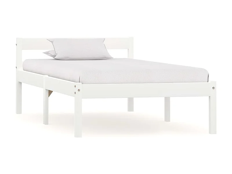 Cama 90x200 cm madeira pinho maciço branco PT911399