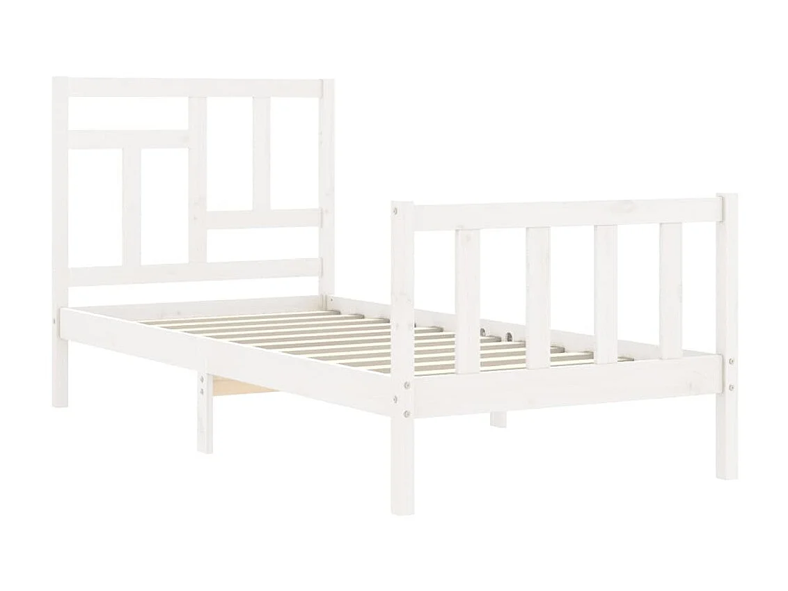 Lit-90x190 cm avec tête de lit blanc simple bois massif EGGB47112