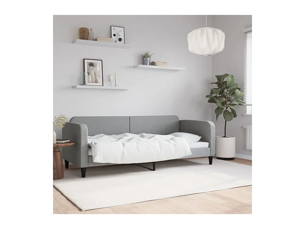 Lit-80x200 cm de repos gris clair tissu EGGB58161