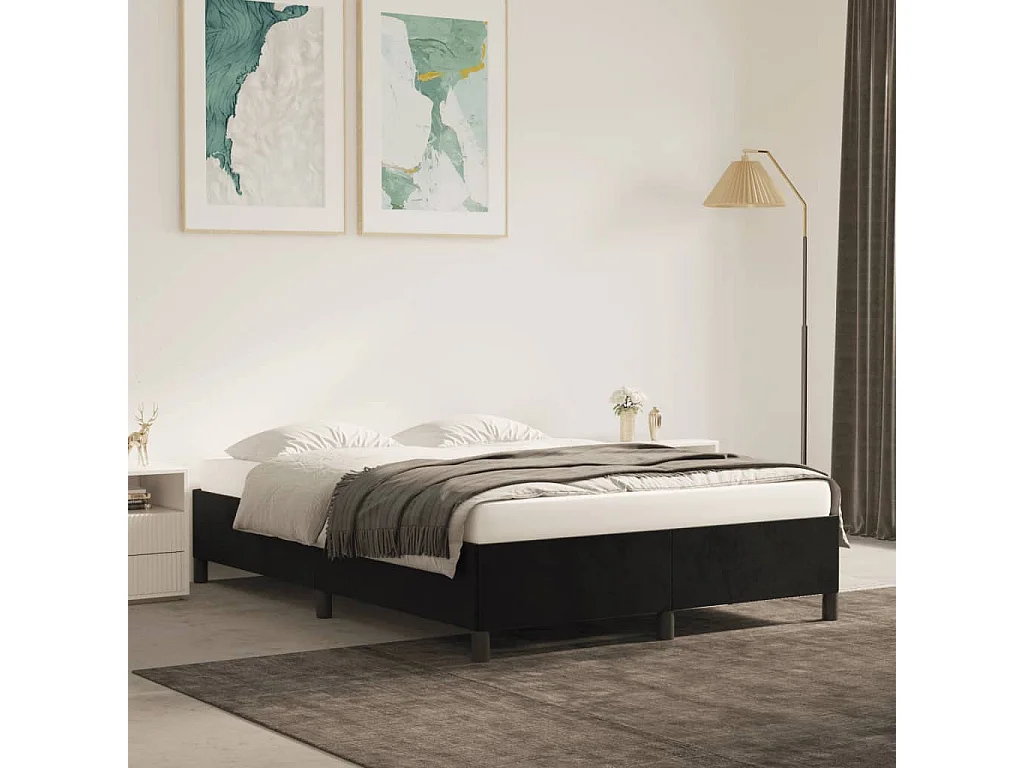 Cama 140x190 cm veludo preto PT825595