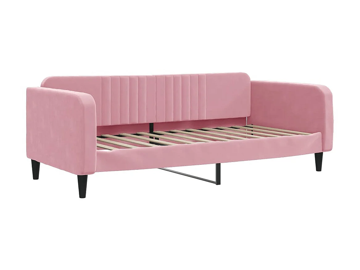 Cama 100x200 cm terciopelo rosa ES47732