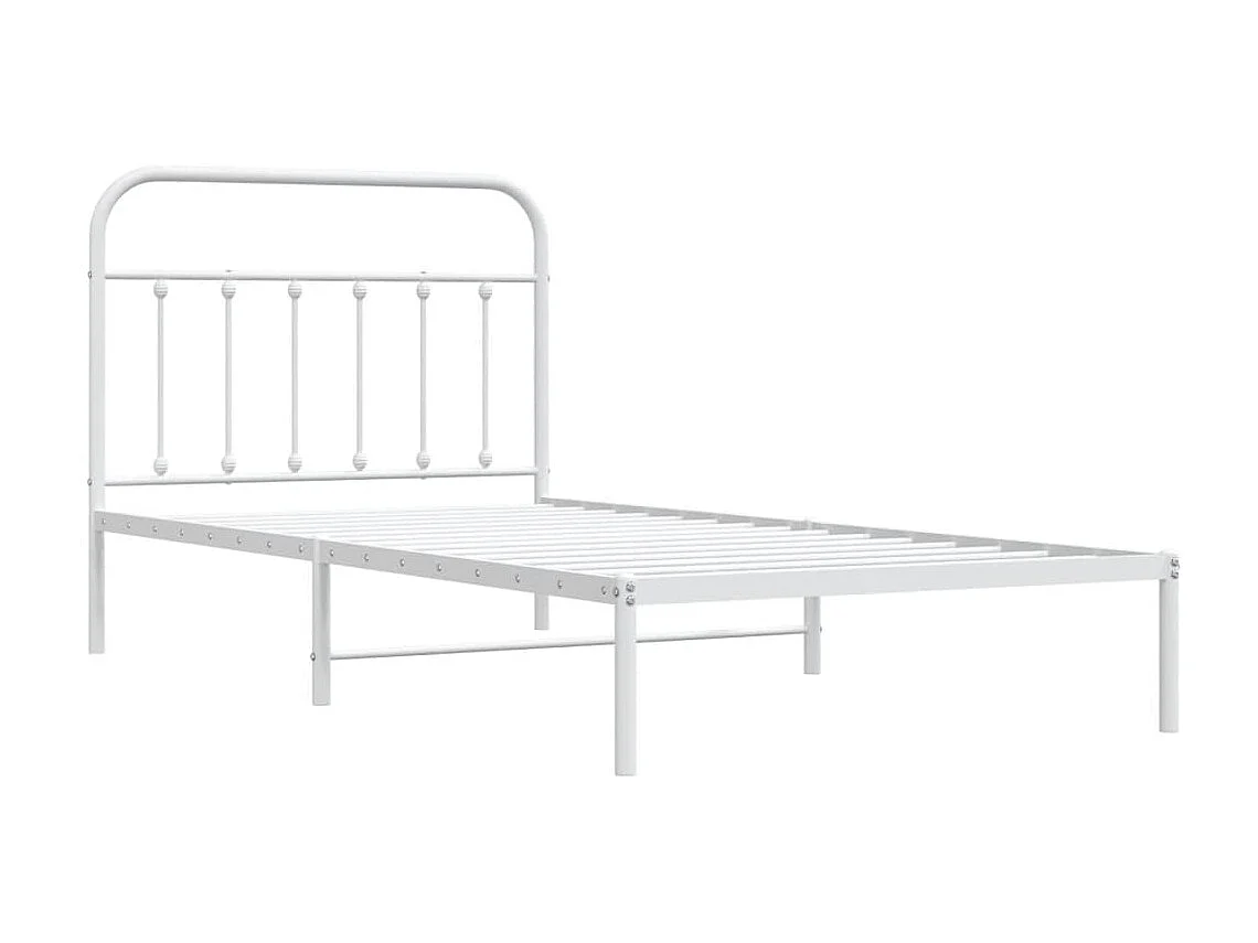 Cama em metal com cabeceira 107x203 cm branco PT695179