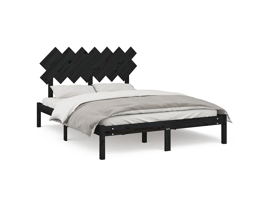 Cama 140x190 cm de madera maciza negra ES77605