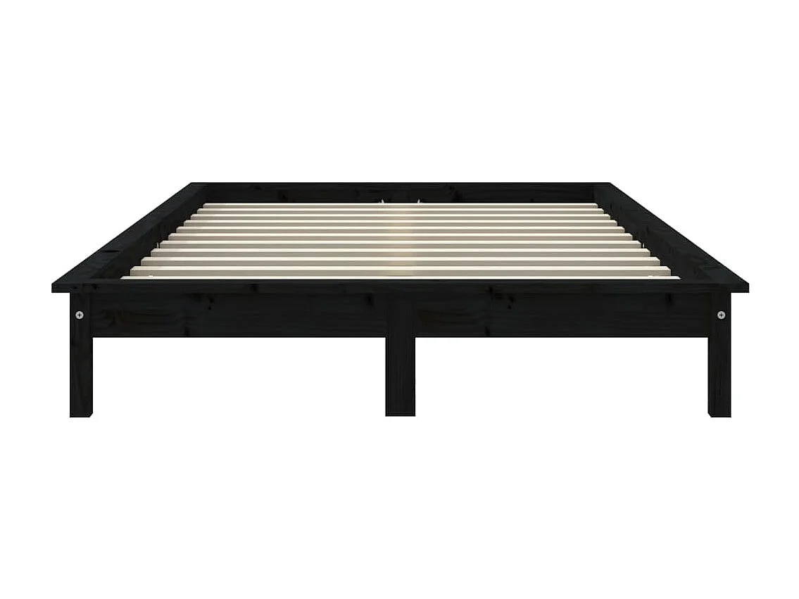 Lit-180x200 cm noir Super King bois de pin massif EGGB16089
