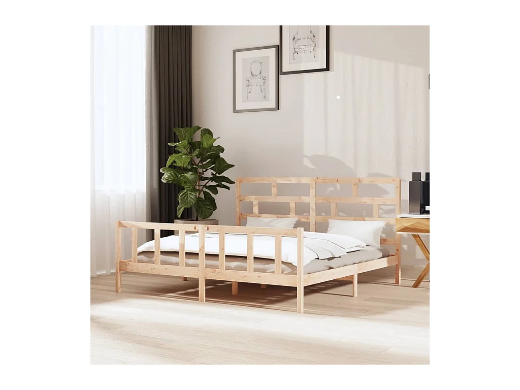 Lit-200x200 cm Bois de pin massif EGGB80397