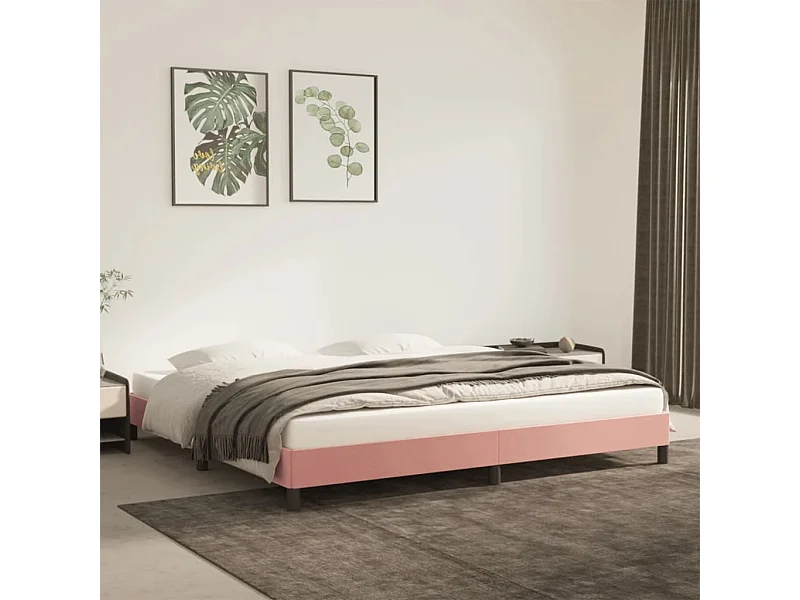 Cama 200x200 cm veludo rosa PT949817