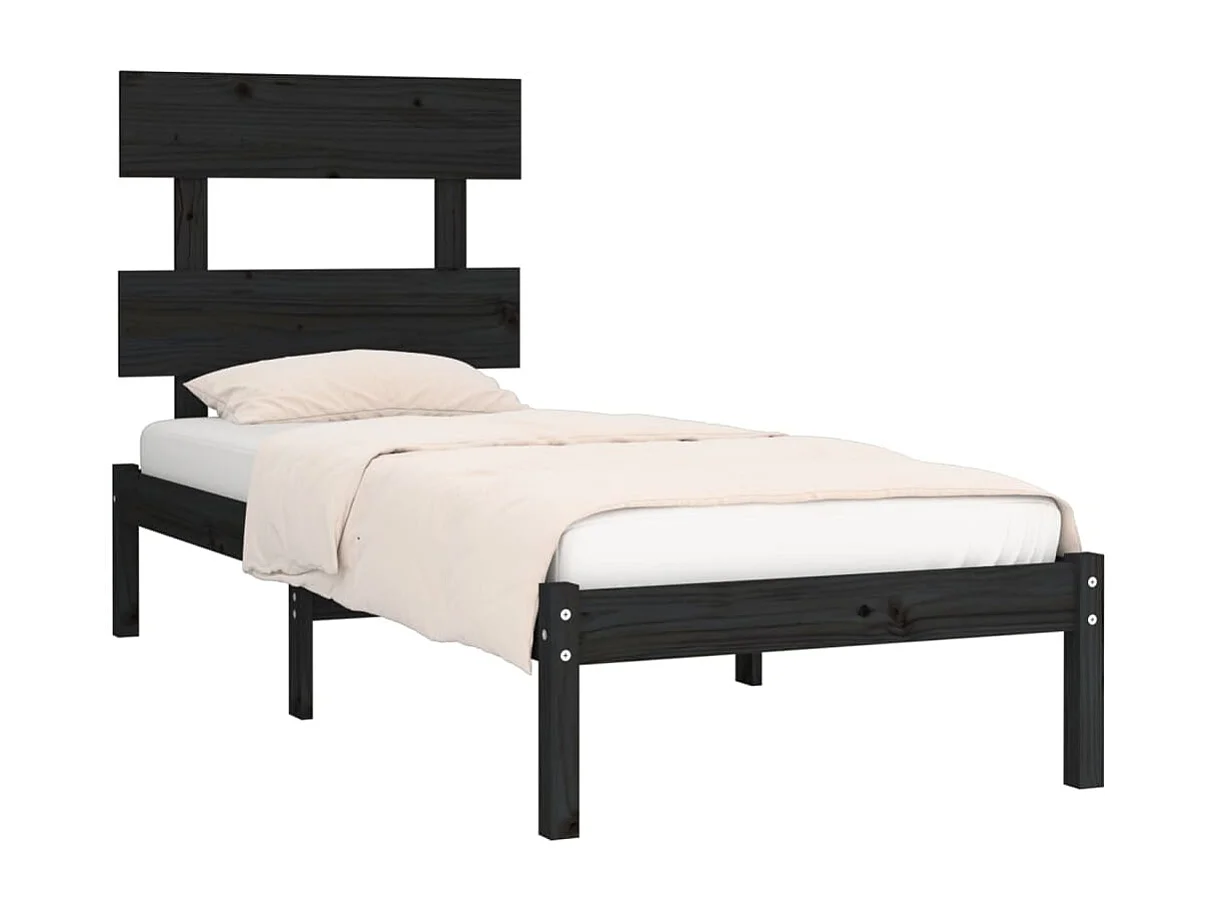 Cama 100x200 cm madera maciza negro ES23292