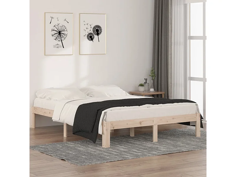 Lit-140x190 cm Bois de pin massif EGGB27834