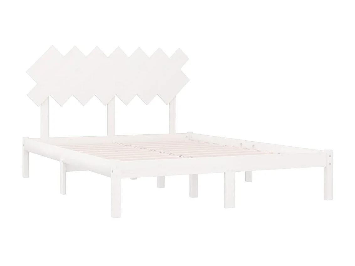 Lit-150x200 cm Blanc Très grand Bois massif EGGB66649