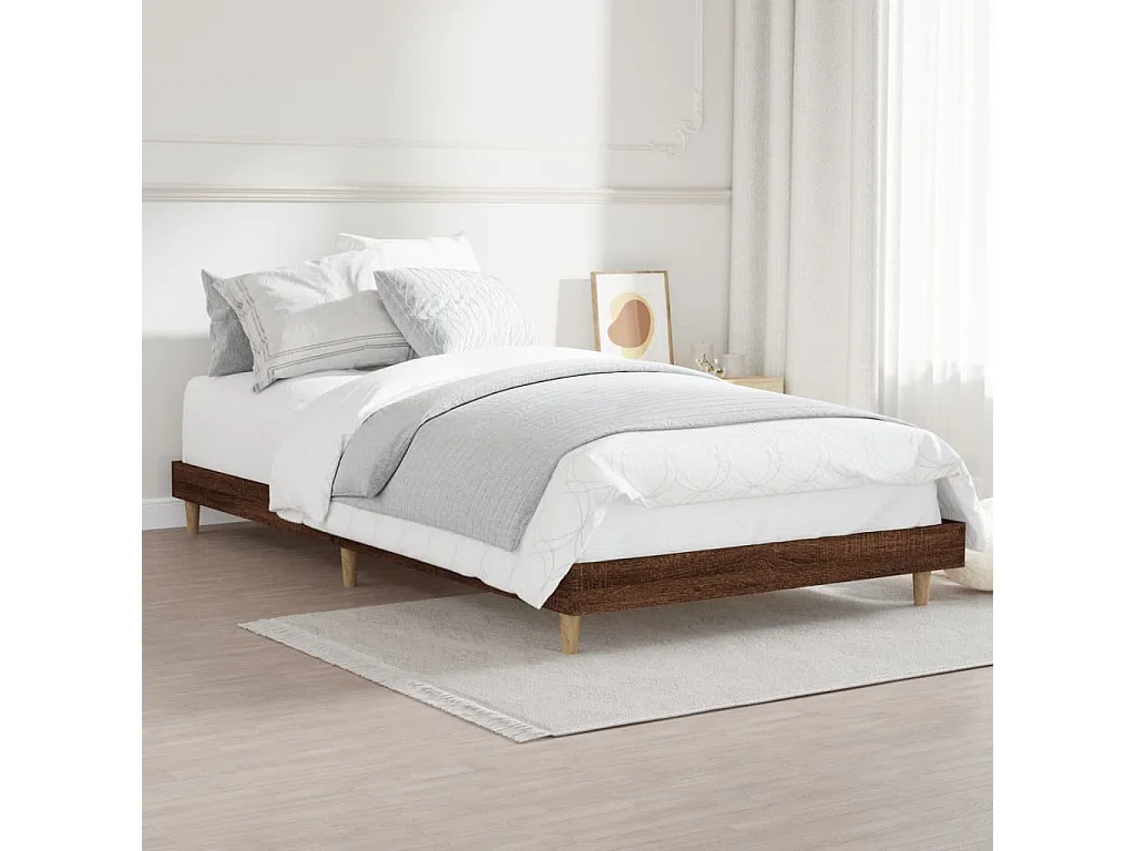 Lit-100x200 cm chêne marron bois d'ingénierie EGGB49612