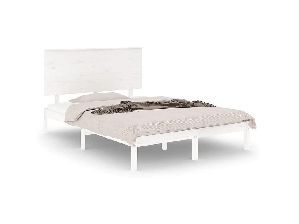Bedframe massief grenenhout wit 140x190 cm NL82749