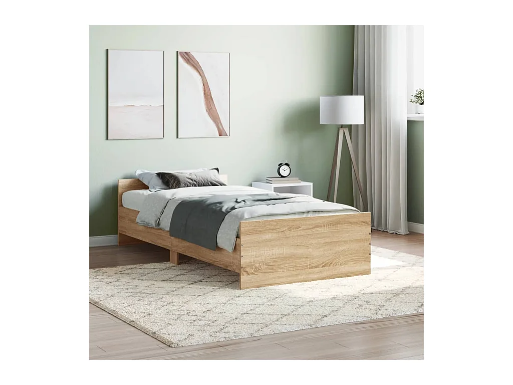 Lit-90x190 cm chêne sonoma bois d'ingénierie EGGB93407