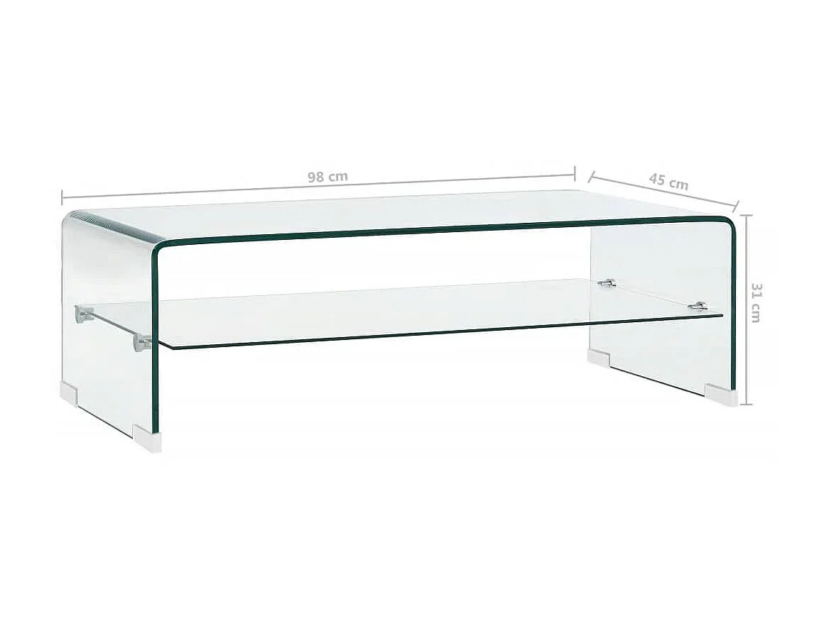 Mesa de centro de vidrio templado transparente 98x45x31 cm ES53297