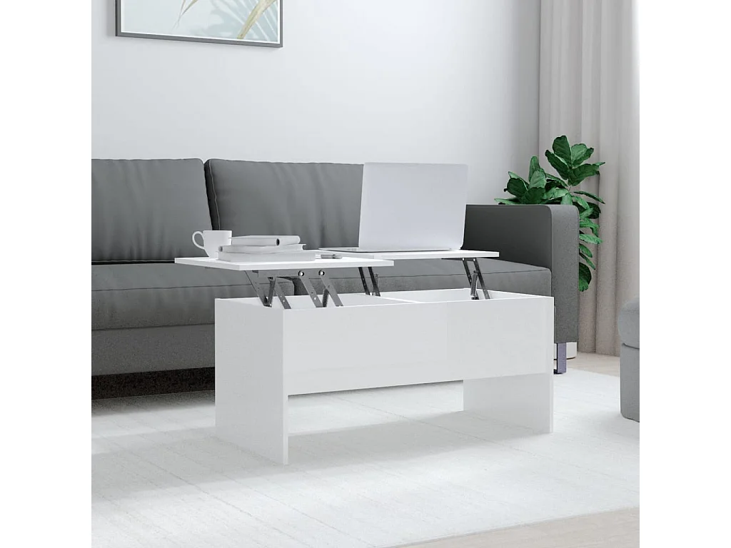 Table basse Blanc brillant 102x50,5x46,5 cm Bois d'ingénierie OFR10089 BonneVie Meuble