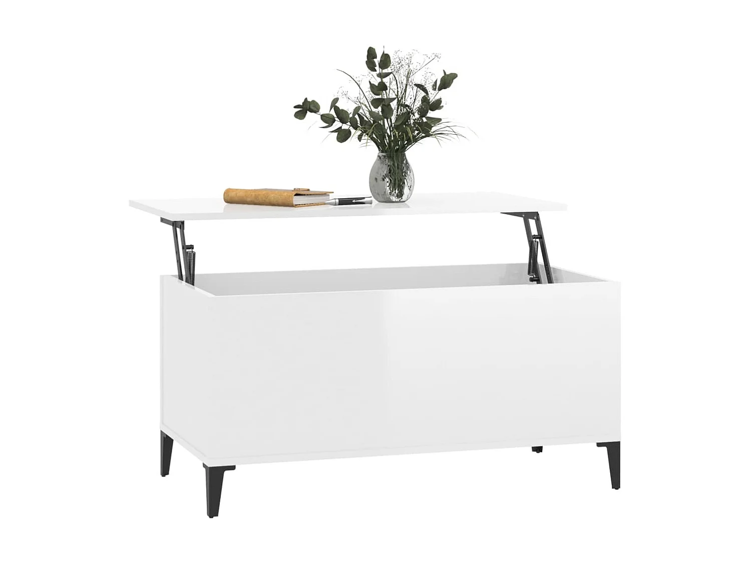 Salontafel 90x44,5x45 cm bewerkt hout hoogglans wit NL78042