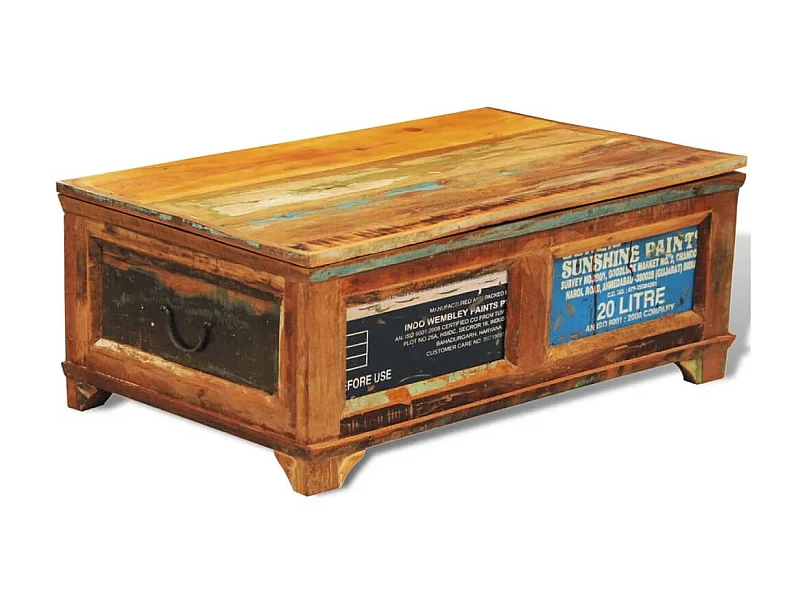 Mesa de centro vintage con almacenaje madera reciclada ES47500